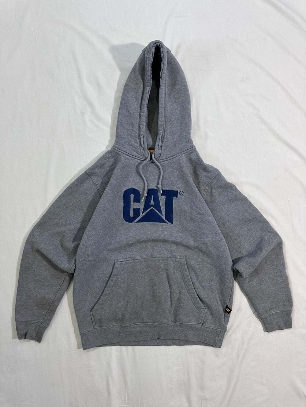 CAT Trademark Hooded Sweatshirt Size M Gray Logo Hoodie